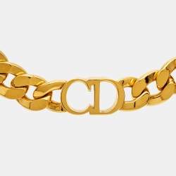 Dior 30 Montaigne Gold Tone Chain Link Choker Necklace