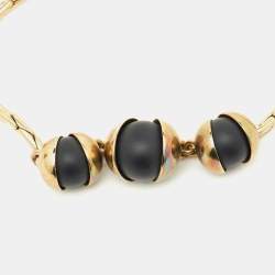 Pre Owned Dior Tribale Black Beads Gold Tone Bracelet