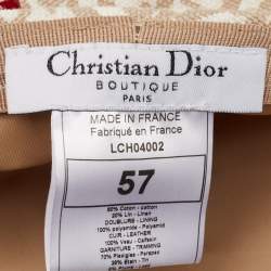 Dior Vintage Beige Diorissimo Cotton Charms Embellished Paper Boy Beret Hat