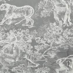 Dior Grey Silk Foulard Toile De Jouy Scarf