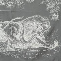 Dior Grey Silk Foulard Toile De Jouy Scarf