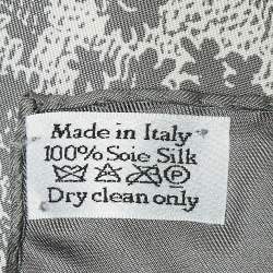 Dior Grey Silk Foulard Toile De Jouy Scarf
