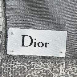 Dior Grey Silk Foulard Toile De Jouy Scarf