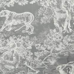 Dior Grey Silk Foulard Toile De Jouy Scarf