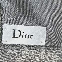 Dior Grey Silk Foulard Toile De Jouy Scarf