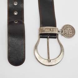 Christian Dior Black Leather Gaucho Belt 85CM