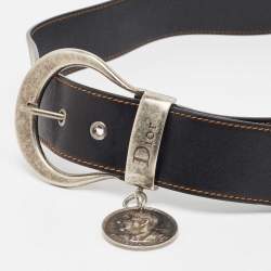 Christian Dior Black Leather Gaucho Belt 85CM