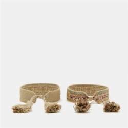 Dior J'Adior Beige Woven Fabric Set of 2 Bracelets