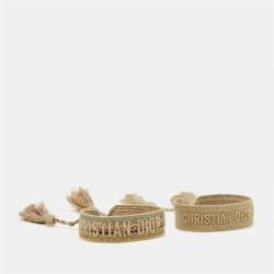 Dior J'Adior Beige Woven Fabric Set of 2 Bracelets