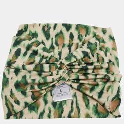 Dior Vintage Beige/Green Leopard Print Nylon Head Band One Size