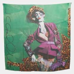 Dior Multicolor Print Silk Square Scarf