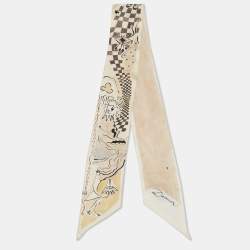 Dior White/Pink Print Silk Mitzah Scarf