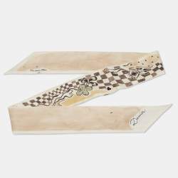 Dior White/Pink Print Silk Mitzah Scarf