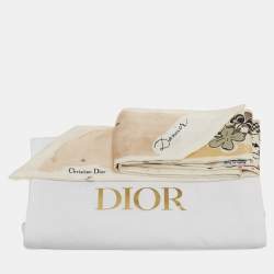 Dior White/Pink Print Silk Mitzah Scarf