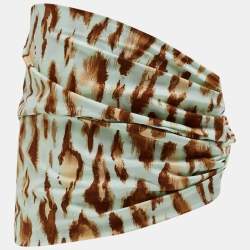 Pre Owned Dior Vintage Mint Green Leopard Print Nylon Head Band One Size