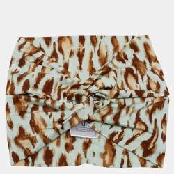 Pre Owned Dior Vintage Mint Green Leopard Print Nylon Head Band One Size