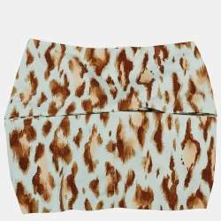 Pre Owned Dior Vintage Mint Green Leopard Print Nylon Head Band One Size