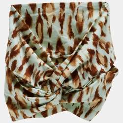 Pre Owned Dior Vintage Mint Green Leopard Print Nylon Head Band One Size