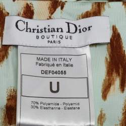Pre Owned Dior Vintage Mint Green Leopard Print Nylon Head Band One Size
