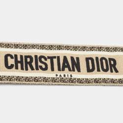 Dior Black/Off White Embroidered Canvas and Leather Shoulder Bag Strap