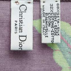 Dior Vintage Purple Print Silk Blend Square Scarf 