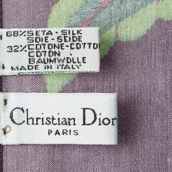 Dior Vintage Purple Print Silk Blend Square Scarf 