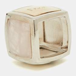 Dior Vintage Silver Tone  Quatz & Enamel Square Ring Size 52