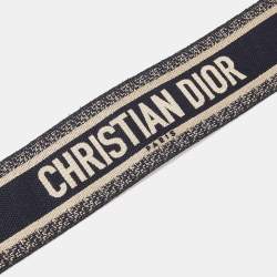 Pre Owned Dior Blue Canvas and Leather Studded Saddle Shoulder Bag Strap