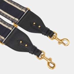 Pre Owned Dior Blue Canvas and Leather Studded Saddle Shoulder Bag Strap
