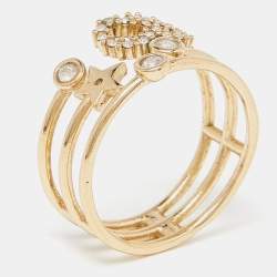 Dior CD Crystals Gold Tone Metal Ring Size 54