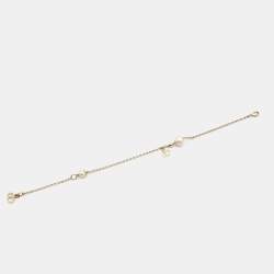 Pre Owned Dior Le Petite Tribale Faux Pearl Gold Tone Chain Bracelet