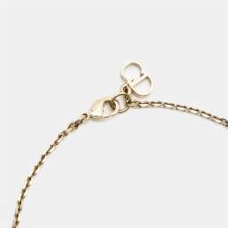 Pre Owned Dior Le Petite Tribale Faux Pearl Gold Tone Chain Bracelet