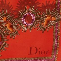 Dior Multicolor Jewel & Animal Print Silk Scarf