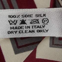 Pre Owned Dior Dark Burgundy Chevron Logo Print Silk Scarf