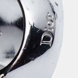 Pre Owned Dior Flower Mother of Pearl Crystal Glass Beads Silver Tone Ring Size 52