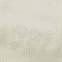 Pre Owned Dior Cream Cashmere Fringe Shawl