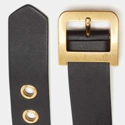 Pre Owned Dior Black Leather Diorquake Buckle Belt 75CM
