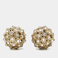 Dior Tribales Crystal Faux Pearl Gold Tone Earrings