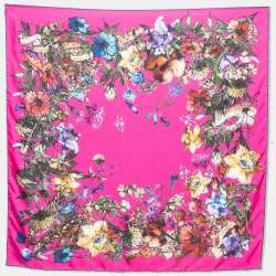 Dior Pink Print Silk D-Millefiori Square Scarf