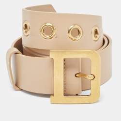 Dior Beige Leather D Buckle Belt 80CM