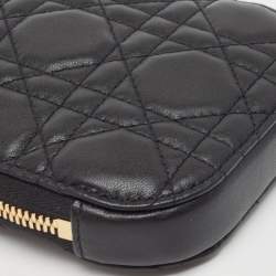 مملوكة مسبقًا Dior Black Cannage Leather Lady Dior Chain Phone Holder 