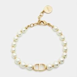 Dior CD  30 Montaigne Faux Pearl Gold Tone Bracelet