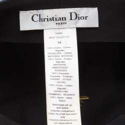 Pre Owned Dior Blue Denim Veil Detail Arty Cap Size 58