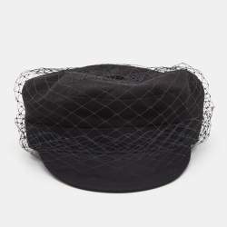 Pre Owned Dior Black Cotton Arty Mesh Veil Newsboy Cap Size 58