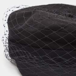 Pre Owned Dior Black Cotton Arty Mesh Veil Newsboy Cap Size 58