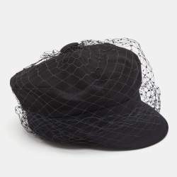 Pre Owned Dior Black Cotton Arty Mesh Veil Newsboy Cap Size 58