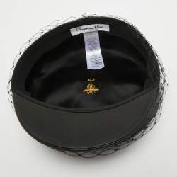Pre Owned Dior Black Leather Newsboy Veil Cap