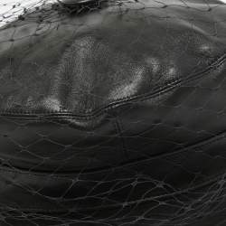 Pre Owned Dior Black Leather Newsboy Veil Cap
