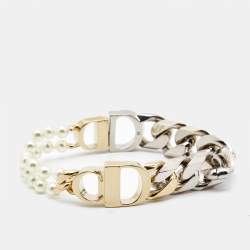 Dior x Sacai Faux Pearl Two Tone Bracelet