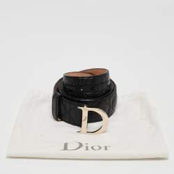 Dior Black Cannage Leather D Buckle Belt 90 CM